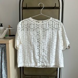 Meg Shops cropped windowpane blouse